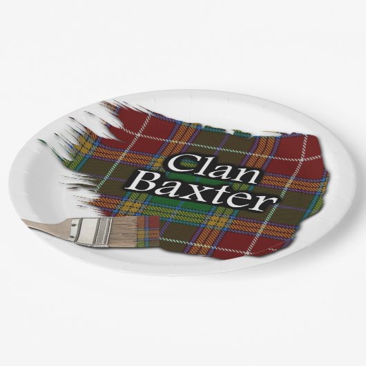 Clan Baxter Scottish Tartan Paint Brush Papieren Bordje (Gekanteld)