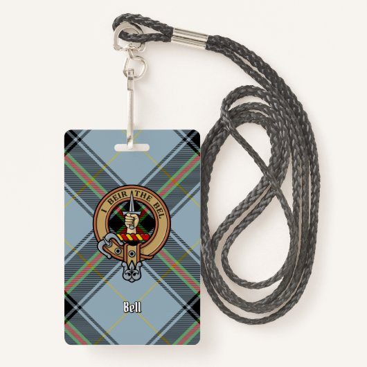 Clan Bell Crest boven Tartan Badge (Voorkant met draagriem)