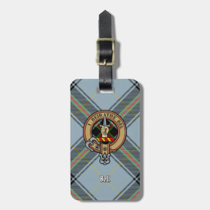 Clan Bell Crest boven Tartan Bagagelabel