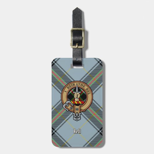 Clan Bell Crest boven Tartan Bagagelabel (Voorkant verticaal)