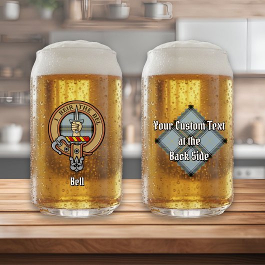 Clan Bell Crest boven Tartan Blikvorm Glas