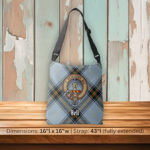 Clan Bell Crest boven Tartan Crossbody Tas