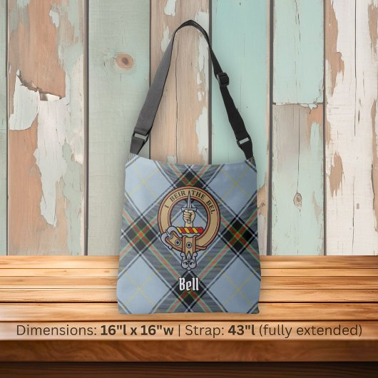 Clan Bell Crest boven Tartan Crossbody Tas