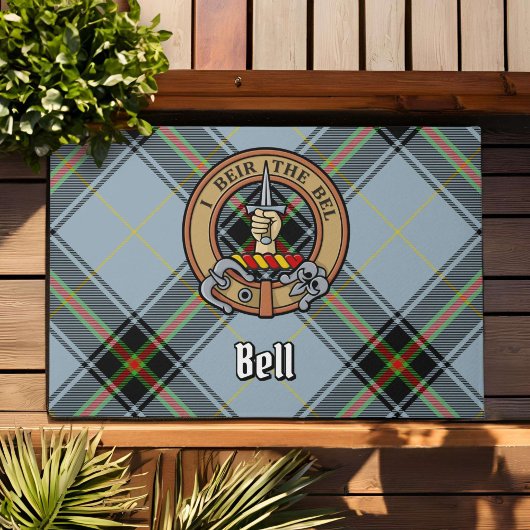 Clan Bell Crest boven Tartan Deurmat