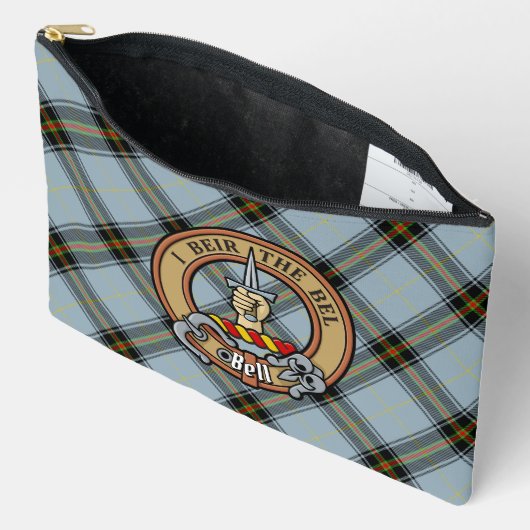 Clan Bell Crest boven Tartan Etui (Open)