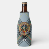 Clan Bell Crest boven Tartan Flesjeskoeler (Fles Voorkant)