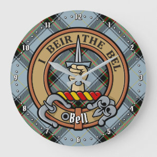 Clan Bell Crest boven Tartan Grote Klok