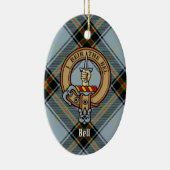 Clan Bell Crest boven Tartan Keramisch Ornament (Rechts)