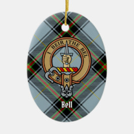 Clan Bell Crest boven Tartan Keramisch Ornament