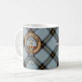 Clan Bell Crest boven Tartan Koffiemok (Voorkant links)