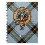 Clan Bell Crest boven Tartan Notitieboek (Voorkant)
