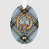 Clan Bell Crest boven Tartan Ornament (voorkant)