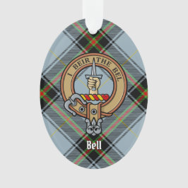 Clan Bell Crest boven Tartan Ornament