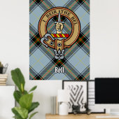 Clan Bell Crest boven Tartan Poster (Thuiskantoor)