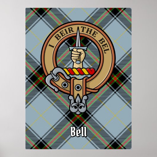 Clan Bell Crest boven Tartan Poster (Voorkant)