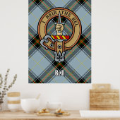 Clan Bell Crest boven Tartan Poster (Keuken)
