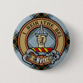 Clan Bell Crest boven Tartan Ronde Button 5,7 Cm (Voorkant)