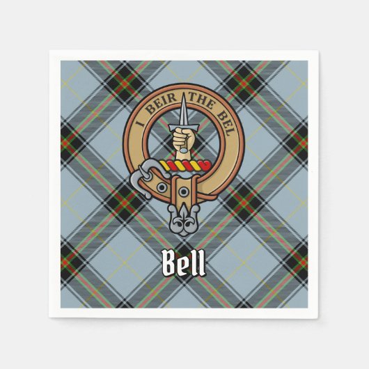 Clan Bell Crest boven Tartan Servet (Voorkant)