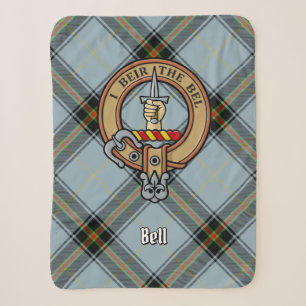 Clan Bell Crest boven Tartan Sherpa Deken