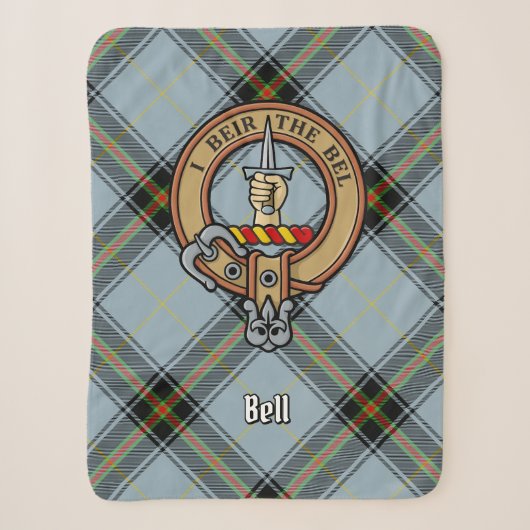 Clan Bell Crest boven Tartan Sherpa Deken (Voorkant)