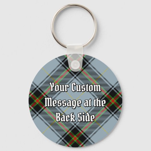 Clan Bell Crest boven Tartan Sleutelhanger (Achterkant)