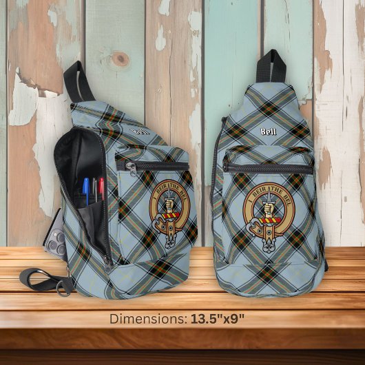 Clan Bell Crest boven Tartan Sling Bag