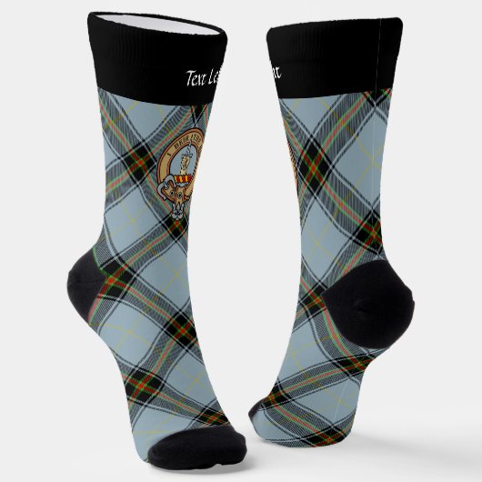 Clan Bell Crest boven Tartan Sokken (Gebogen)