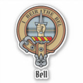 Clan Bell Crest boven Tartan Sticker (Voorkant)