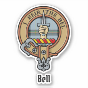 Clan Bell Crest boven Tartan Sticker