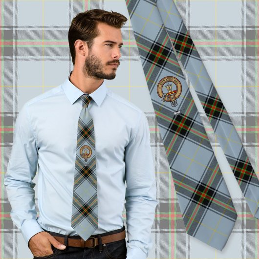 Clan Bell Crest boven Tartan Stropdas