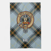 Clan Bell Crest boven Tartan Theedoek (Verticaal)
