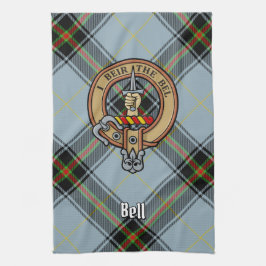 Clan Bell Crest boven Tartan Theedoek