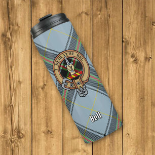 Clan Bell Crest boven Tartan Thermosbeker