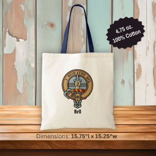 Clan Bell Crest boven Tartan Tote Bag