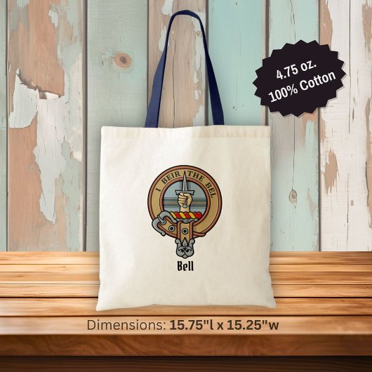 Clan Bell Crest boven Tartan Tote Bag