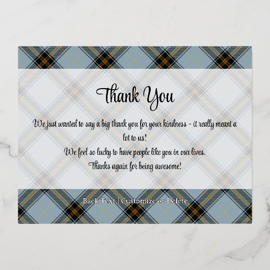 Clan Bell Crest over Tartan Folie Uitnodiging Briefkaart (Achterkant)