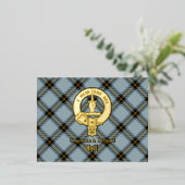 Clan Bell Crest over Tartan Folie Uitnodiging Briefkaart (Staand Voorkant)