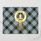 Clan Bell Crest over Tartan Folie Uitnodiging Briefkaart (Voorkant)