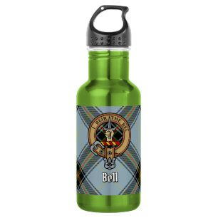 Clan Bell Crest over tartan Waterfles