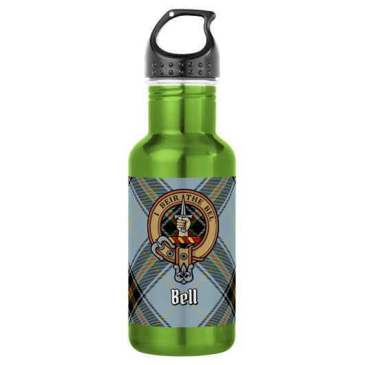 Clan Bell Crest over tartan Waterfles (Voorkant)