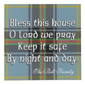 Clan Bell Tartan House Blessing Kubus (Voorkant)