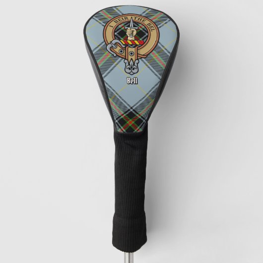 Clan Bell-wapen boven tartan Golfheadcover (Voorkant)