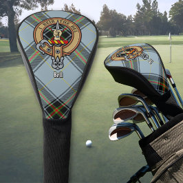 Clan Bell-wapen boven tartan Golfheadcover