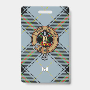 Clan Bell Wapen over Tartan Badge