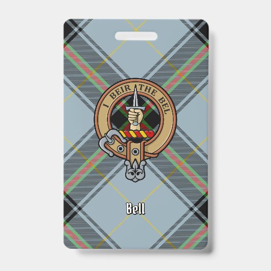 Clan Bell Wapen over Tartan Badge (Voorzijde)