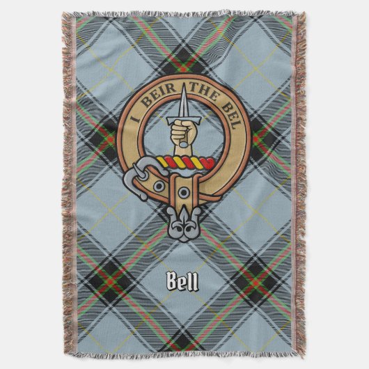 Clan Bell Wapen over Tartan Deken (Voorkant Verticaal)