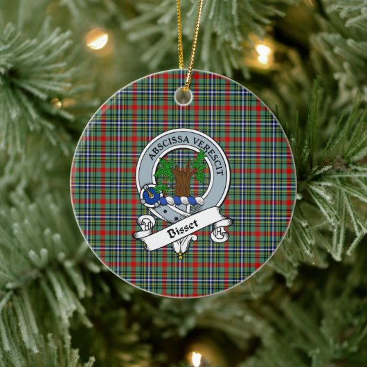 Clan Bisset Badge Tartan Plaid Keramisch Ornament (Boom)