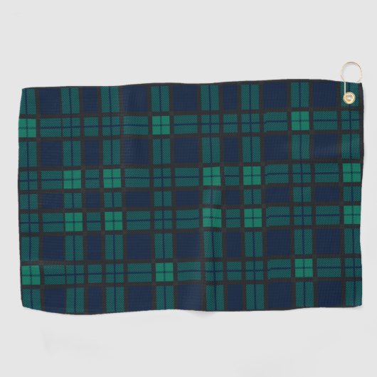 Clan Black Bekijk Blauw groene cheque Tartan Golfhanddoek (Horizontaal)