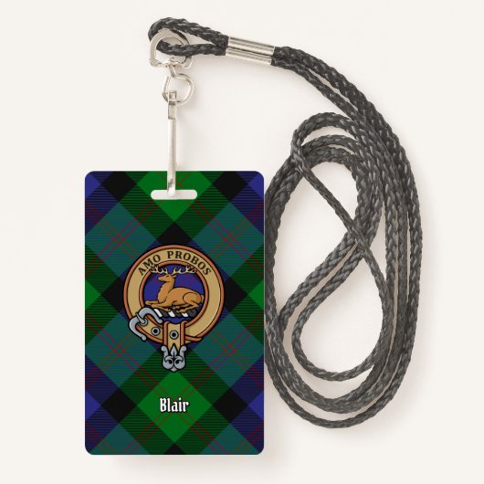 Clan Blair Crest over Tartan Badge (Voorkant met draagriem)
