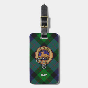Clan Blair Crest over Tartan Bagagelabel